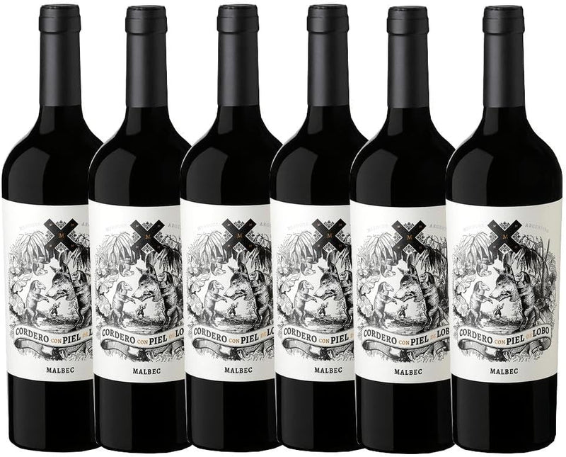 Kit 6 Garrafas Cordero Con Piel de Lobo Malbec