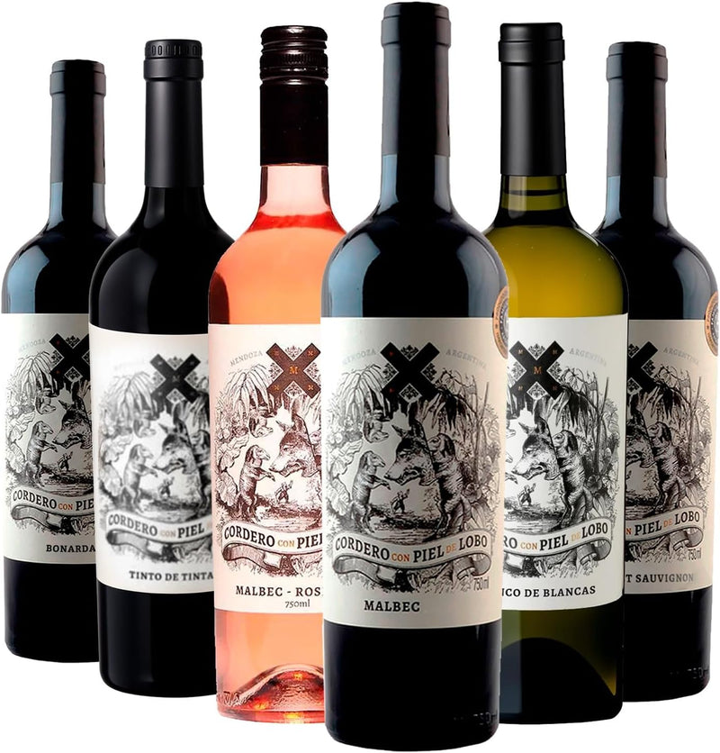 KIT 6 Seleção Premium Cordero Con Piel de Lobo – Malbec Rosé, Malbec, Cabernet Sauvignon, Tinto de Tintas, Blanco de Blancas e Bonarda